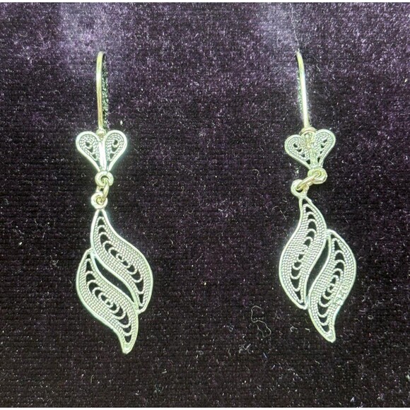 925 Sterling Silver Turkish Filigree Earing for Women, NEW,HandmadeGift - Picture 3 of 5